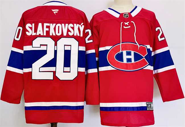 Men%27s Montreal Canadiens #20 Juraj Slafkovsky Red 2024-25 Stitched Jersey